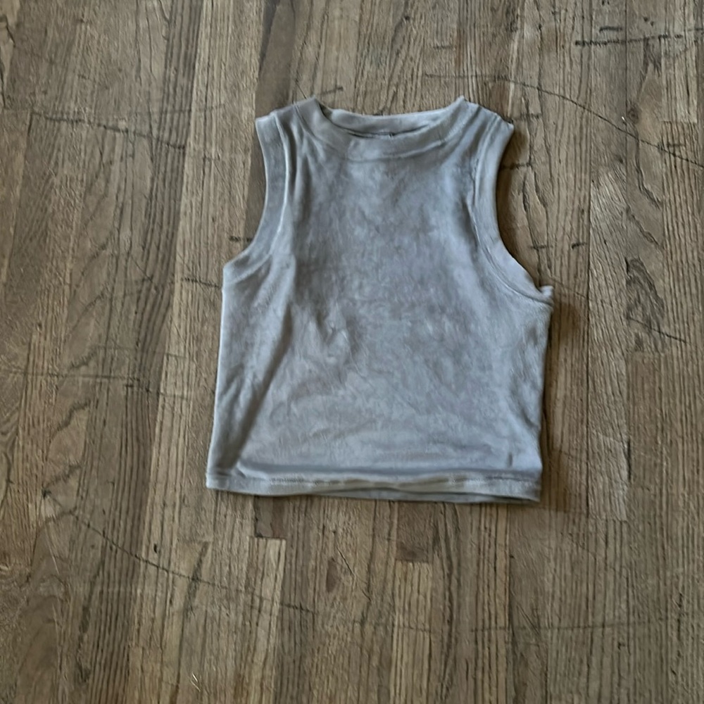 Skims Grey Velour Crop Tank Top size Medium